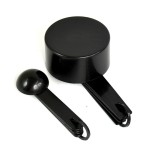 Set of 10 pieces of plastic spoons for weighing, black color